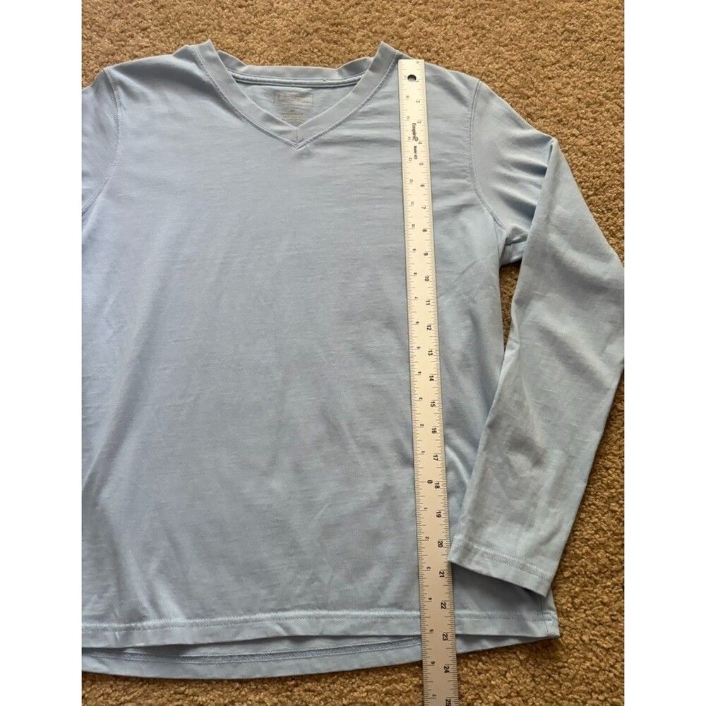 LL Bean OCAR3 Women’s V-neck Long Sleeve T-shirt Size Small Light Blue Cotton - Picture 4 of 7
